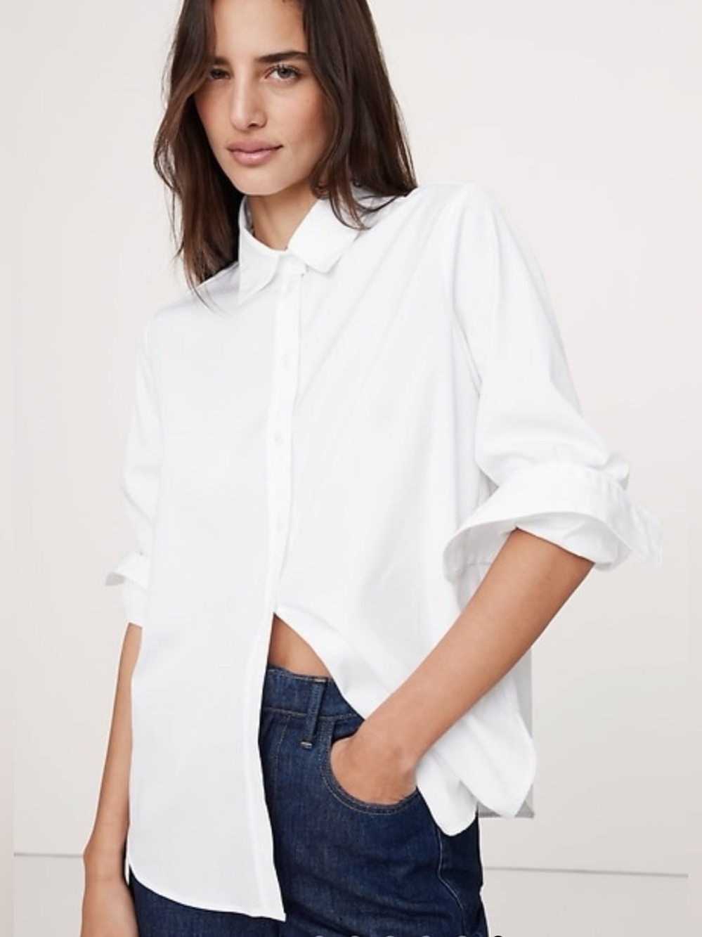 Banana Republic The Perfect Shirt, White, Small